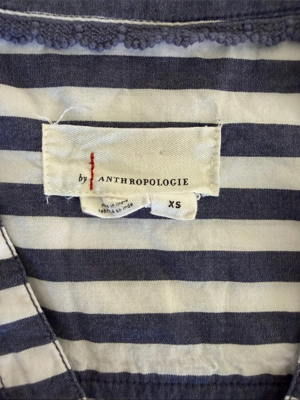 Anthropologie Darcey Popover Swing Top Blue and White Striped Blouse. Women’s XS